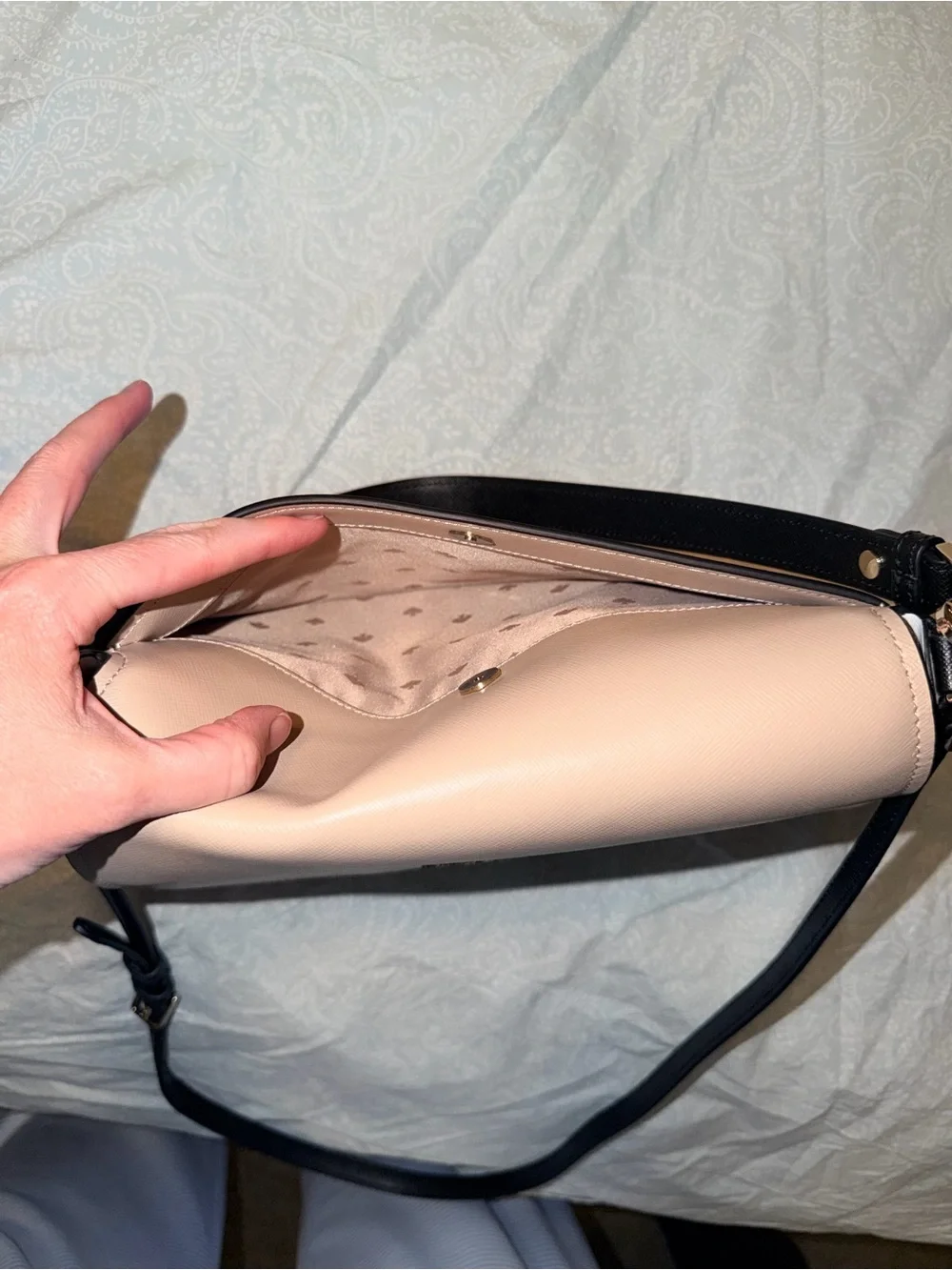 Kate Spade Staci Safhano Colorblock Shoulder Bag Crossbody In Warm Beige